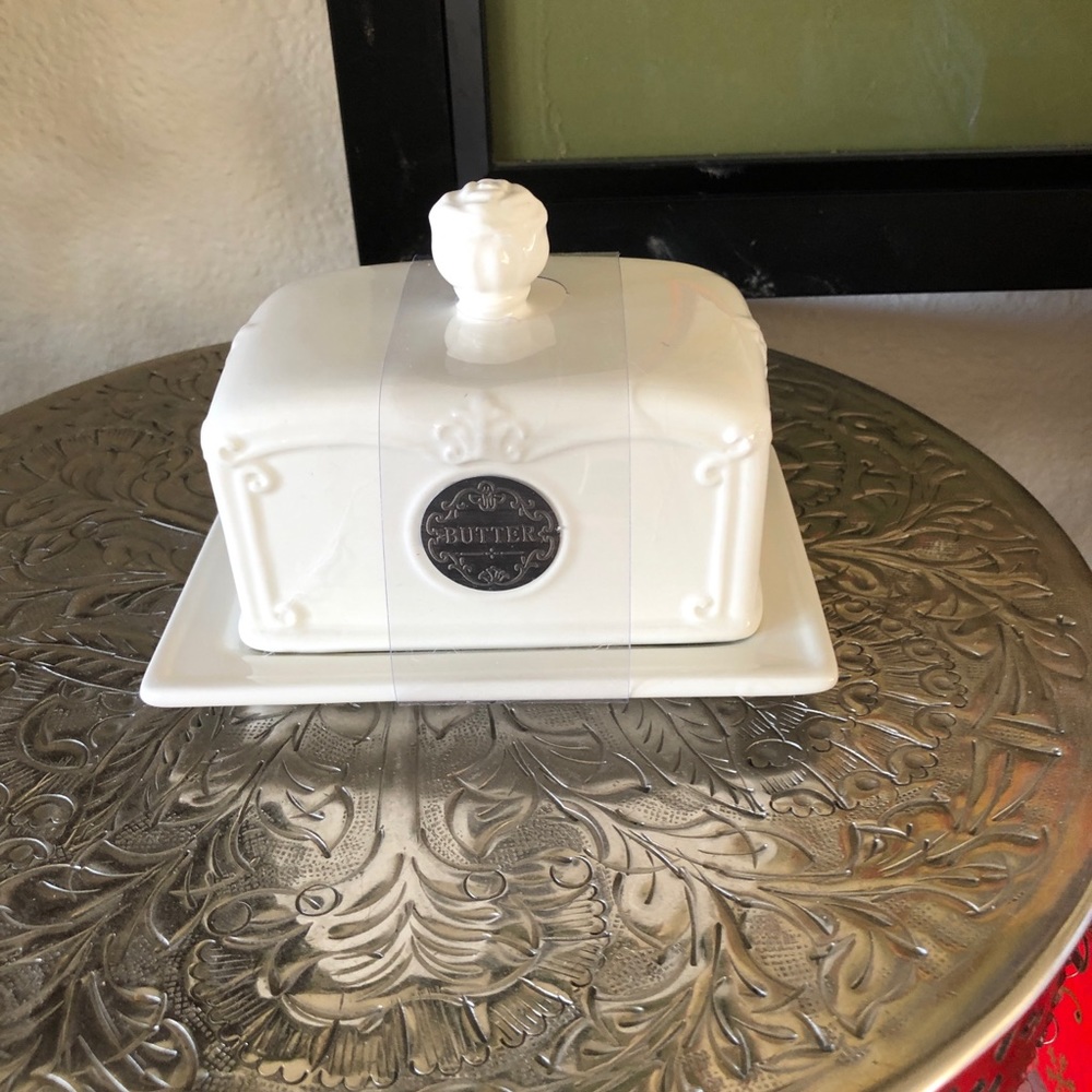 THL French Farmhouse Country Butter Dish White NIP